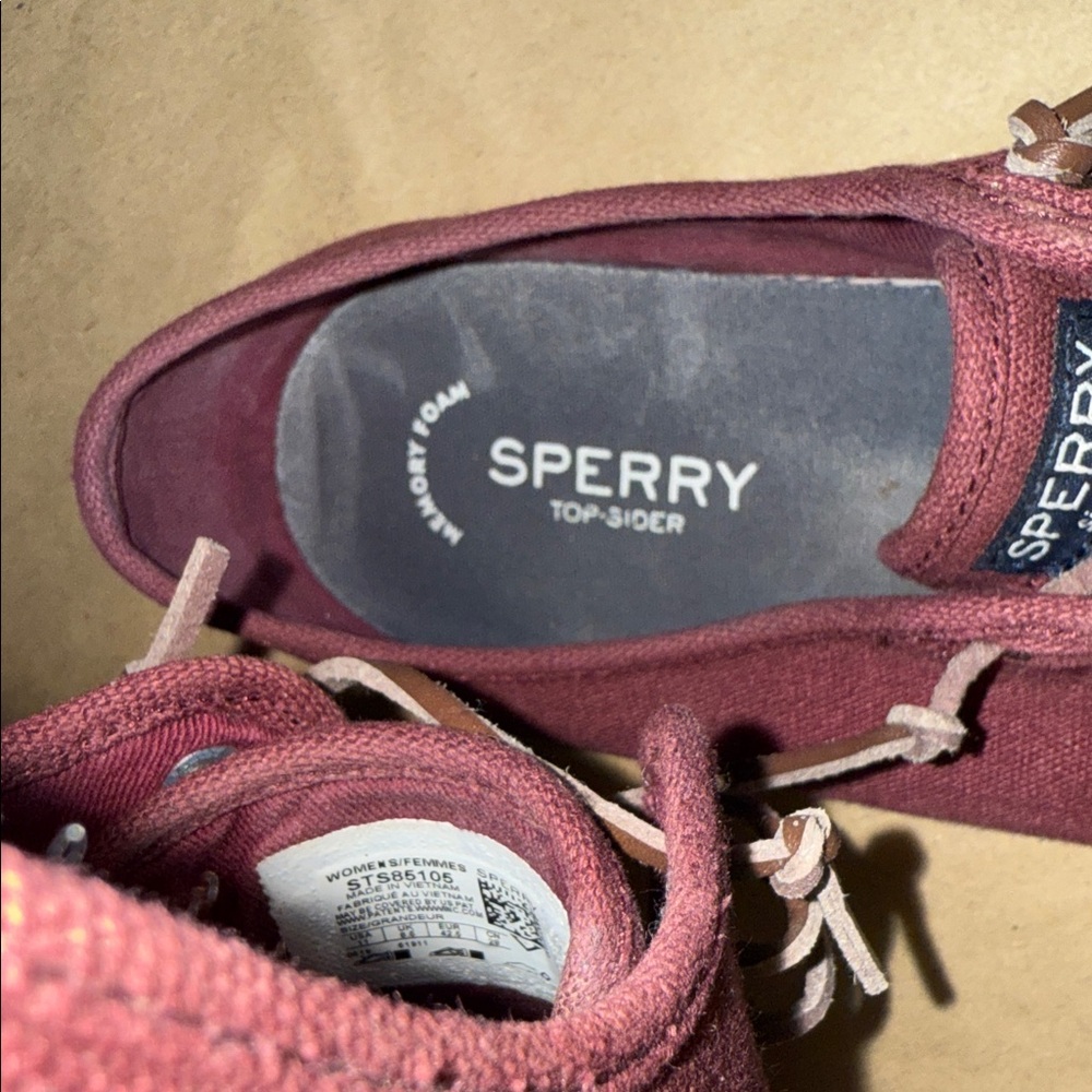 SPERRY Burgundy Canvas Sneakers - Women’s Comfy Slip-On Shoes - US Size 11 - Picture 10 of 13